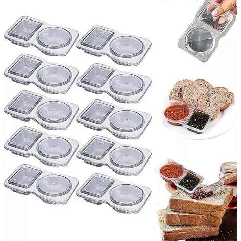 Sæt med 10 genanvendelige, foldbare snackbokse med låg, til nødder og ost.