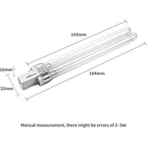 UV-pære - 9W - G23-base - 145 mm længde - Til akvarium og dam - 1 stk.