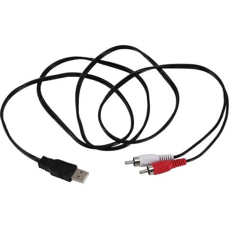 USB A hann til 2 RCA hann hjelpe lyd-/videokabel (1,5 m) for PC og TV.