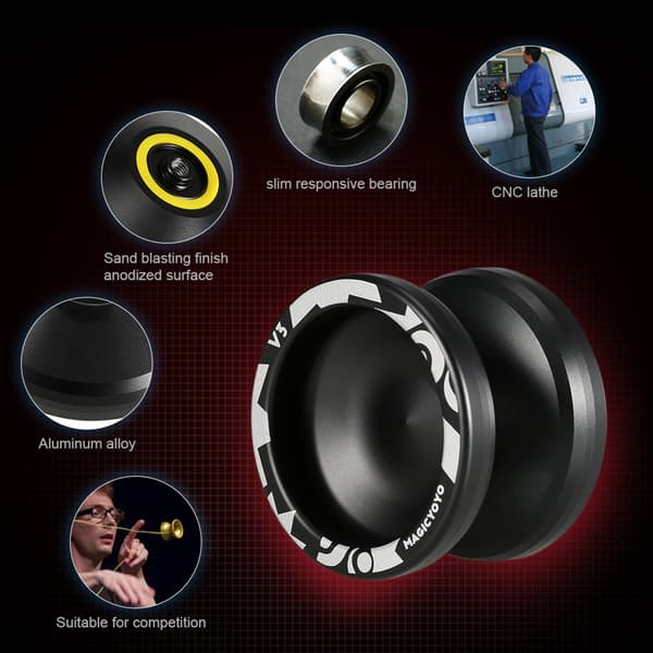 Yo-yo Magic Yoyo V3 Responsive CNC aluminiumlegering til børn drenge piger sort