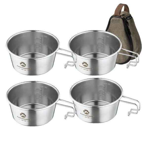 Sierra rustfri stålplade 450 ml til camping, grill og picnics med opbevaringspose