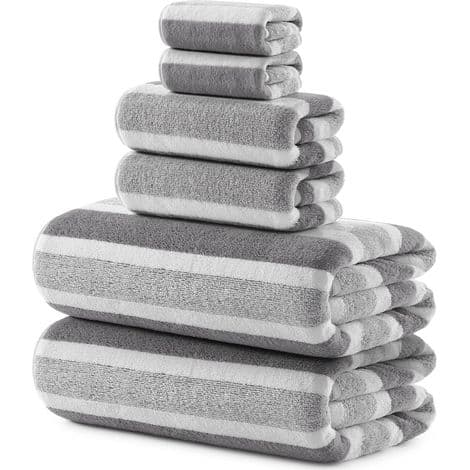 Badehåndkle - 100 % mikrofiber - 35 x 70 tommer - For bad, spa, treningsstudio - 6-delt sett