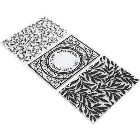 Sæt med 3 prægeposer i plast. Prægede skabeloner til kortfremstilling, scrapbooking og håndværk.