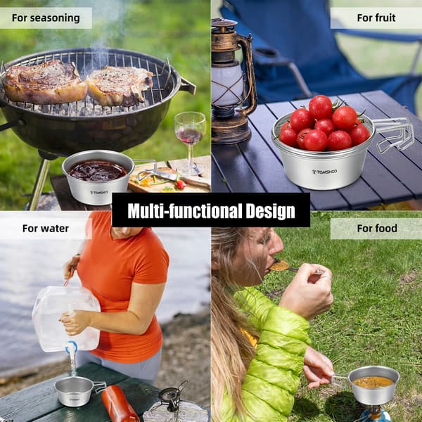Sierra krus i rustfrit stål med si og låg til camping, vandreture, backpacking