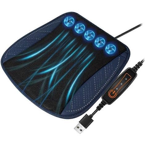 Kølende bilsædehynde. USB-port. Ventileret sæde. Komfortabel. Mørkeblå