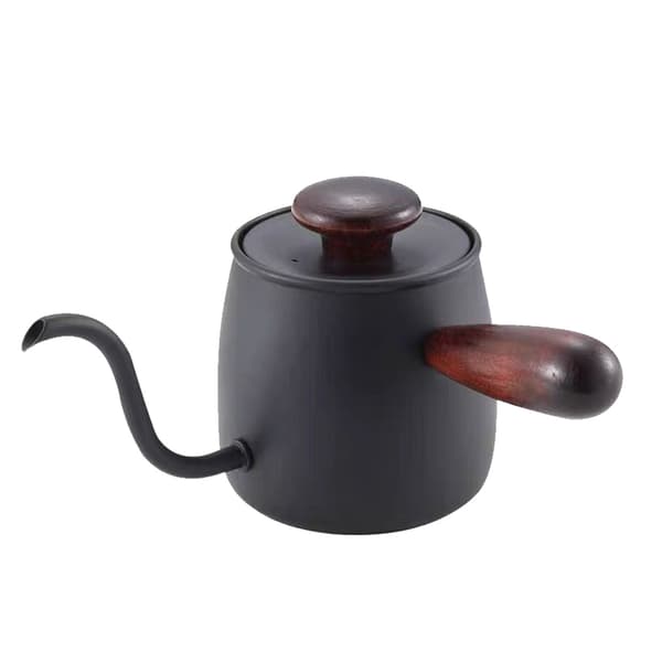 Sort 350 ml Svansehalskedel, 304 Rustfrit Stål, med Låg til Manuel Drypkaffe