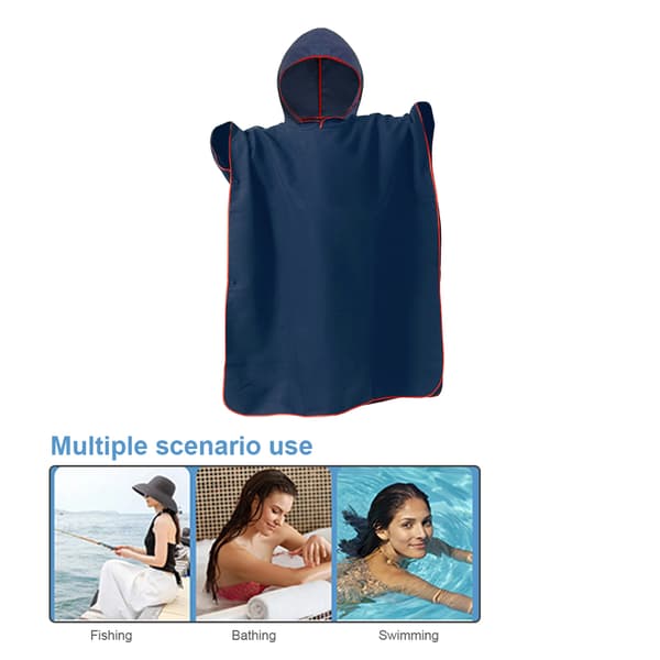 Badehåndklæde med hætte til børn, hurtigtørrende poncho-håndklæde til strand eller pool