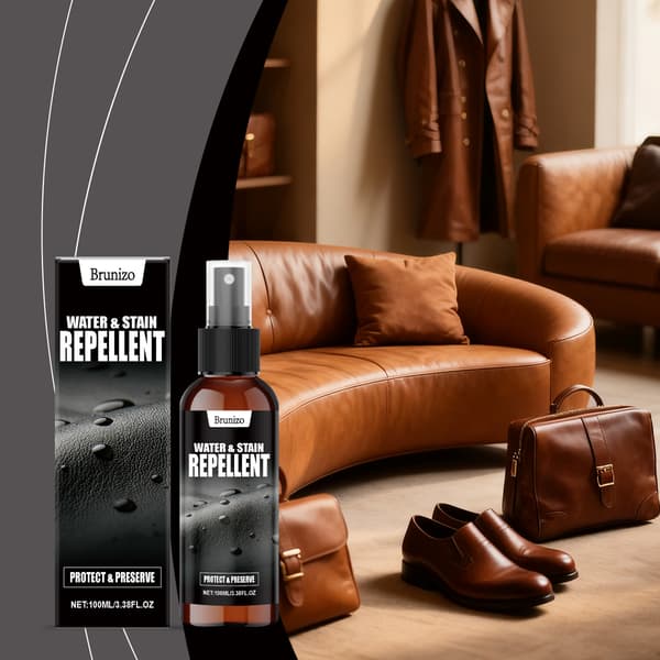 100 ml Brunizo Lærflekkfjerner - Multifunksjonell Flekkfjerner, Rengjøringsmiddel, Restaureringsmiddel og Glansfinish for Sofa, Bil og Lærvarer.