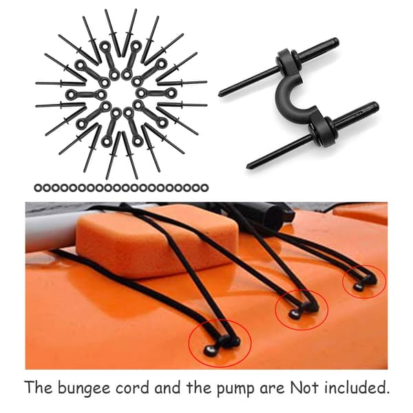 Bungee Rigging Kit för Kajak med Elastisk Lina, J-krokar och Öglor