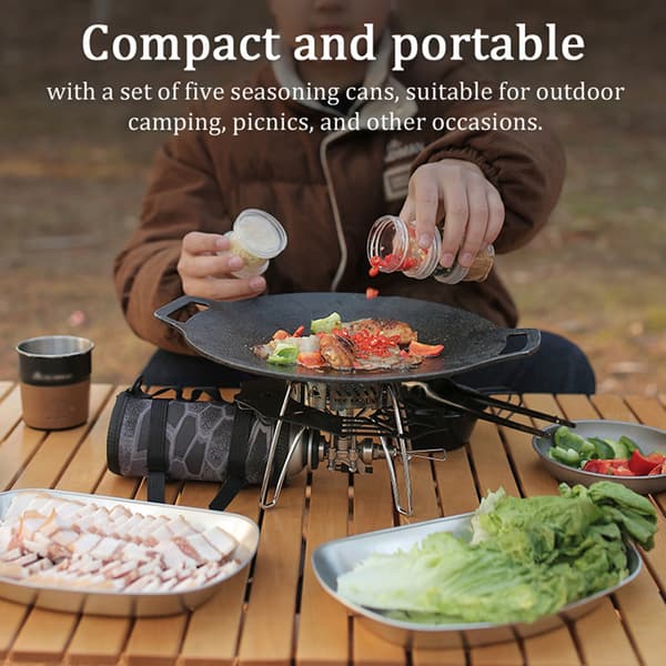 Bærbart krydderiglas-sæt til camping, udendørs picnics, grill og meget mere.