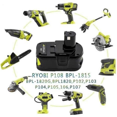 2024 Lithiumbatteri til Ryobi BPL18151 P104 P106 P107 18V 5000mAh