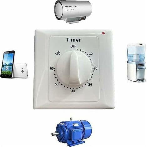 Højtydende pumpetimer, 220V AC. Elektronisk styring. Mekanisk nedtællingstimer. Timerstik - 60 min.