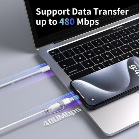 Lightning til USB-C-adapter - Dataoverførsel og opladning - Kompatibel med iPhone 15, 16, 17 og Pro Max - Aluminium - 4-pak
