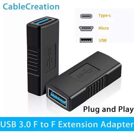 USB 3.0 A hun-til-hun konverteringsadapter. Samlingsstik. Kabelsamler.
