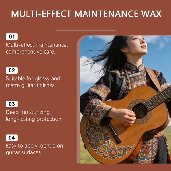 Harmisca Gitarrvård Bivax 80g/låda - Multi-effekt Instrumentvård, Ljusgörande, Återfuktande, Skyddande, Universell Gitarrrengöring