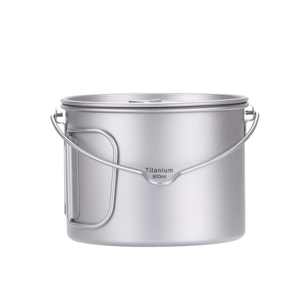 Titanium campinggryde med låg og foldbare håndtag til camping og trekking