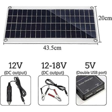300W 12V Solpanel Kit med Batterioplader og 10A-60A Controller - 11