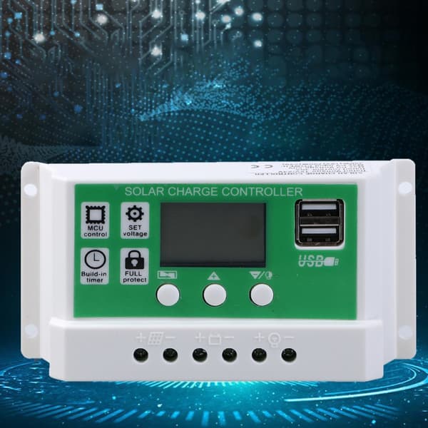 60A 12/24V PWM Solar Charge Controller med USB, Dobbelt LCD, Intelligent Regulator til Solpaneler
