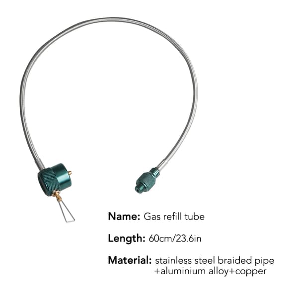 Propanpåfyldningsrør til campingkomfur, rustfrit stål, gasflaskestik, 60 cm