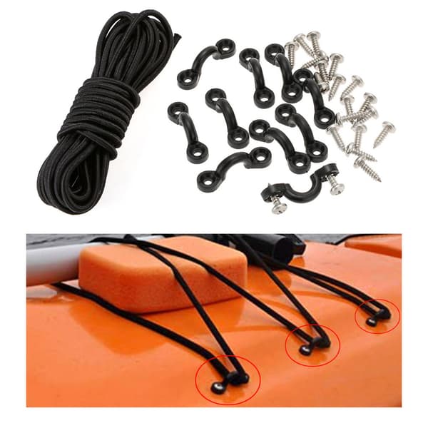 Stödöglakit med skruvar och 5m 4mm elastisk snodd för kajak, båt, kanot