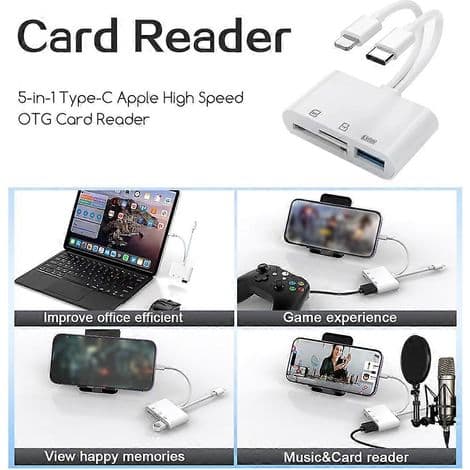 Lightning til USB-C Plug & Play-adapter. Kompakt USB OTG-omformer. Feltassistent for profesjonelle fotografer.