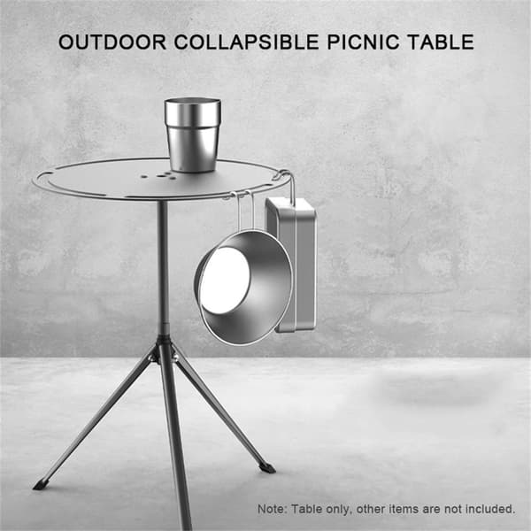 Bærbart foldbart picnicbord i aluminium, justerbart, til camping, strand og havebrug.