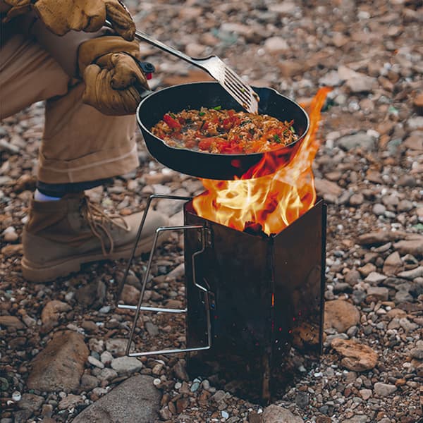 Bærbar kullstarter i rustfritt stål med veske for grilling og camping