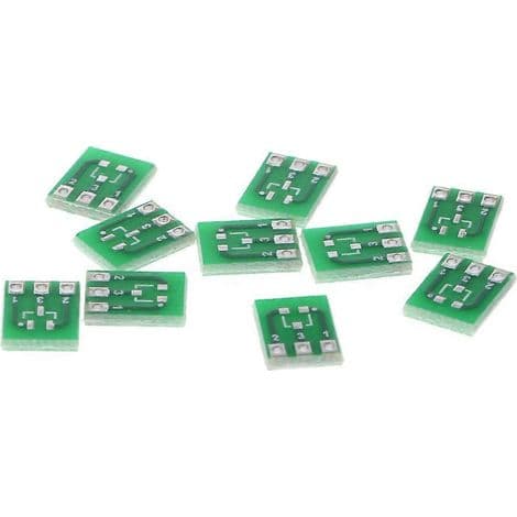 Pakke med 10 SMD SOT23-3 til DIP SIP3 dobbeltsidede adaptere til DIY printplader