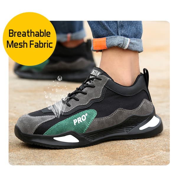 Lette åndbare arbejdssko til mænd med ståltå, sikkerhedssko, sneakers