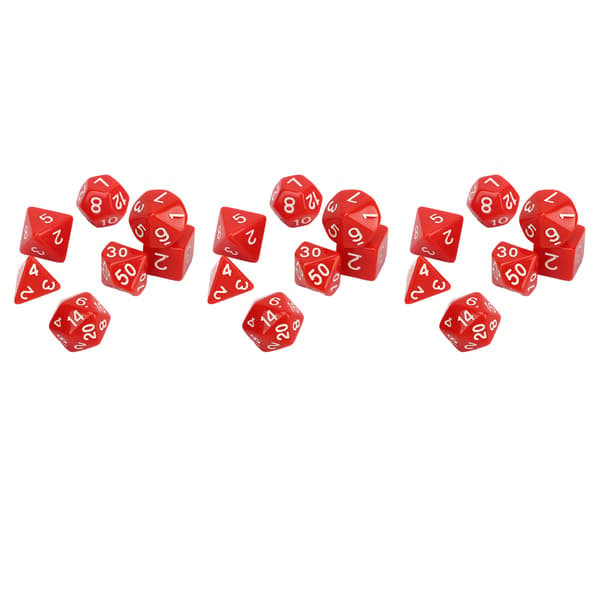 21-delt polyedrisk terningesett, vanntett plast, trygt for brettspill, rød