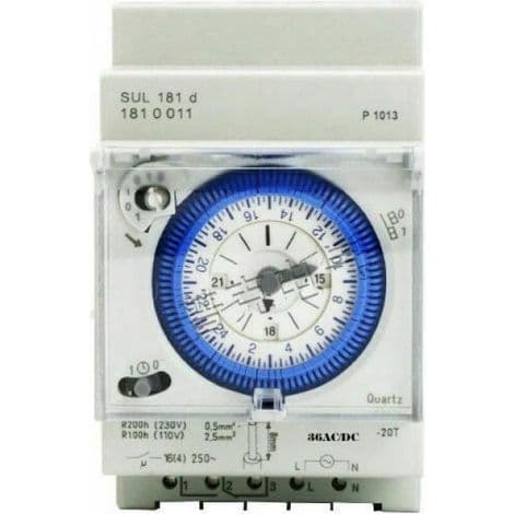 Analog Timer - 12V AC/DC Synkronmotor - Daglig Programmering - 96 Segmenter 15 Min - DIN-skinne Montering