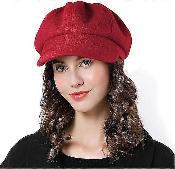 Dame Baret Newsboy Hat Fransk Uldkasket Klassisk Efterår Forår Vinter