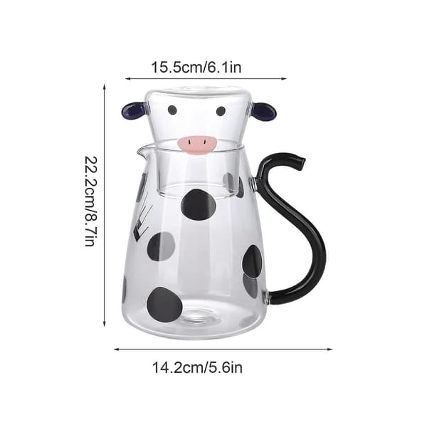 550ml/ Transparent glas Härlig koformad vattenkokare med tecknad vattenkopp 1800ml