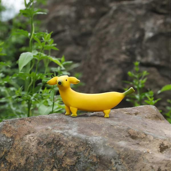 Søde Bananhund Have Statuer Figurer Ornamenter, Kreativ Harpiks