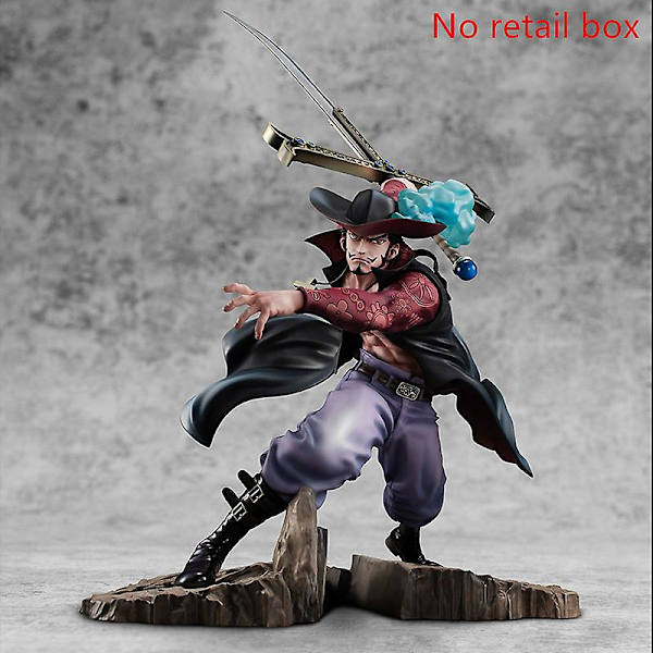 34 cm Anime One Piece Figure Combat Ver. Dracule Mihawk Figurine Pvc Action Figur Collection Modell Leksaker Present för barn No Retail Box