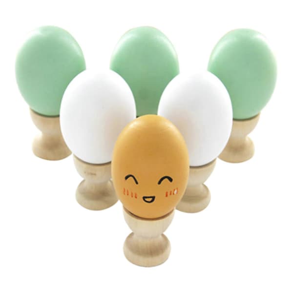 5 stk. naturlig tre-eggholder for oppbevaring av krystallkuler, egg, leppestifter, penner