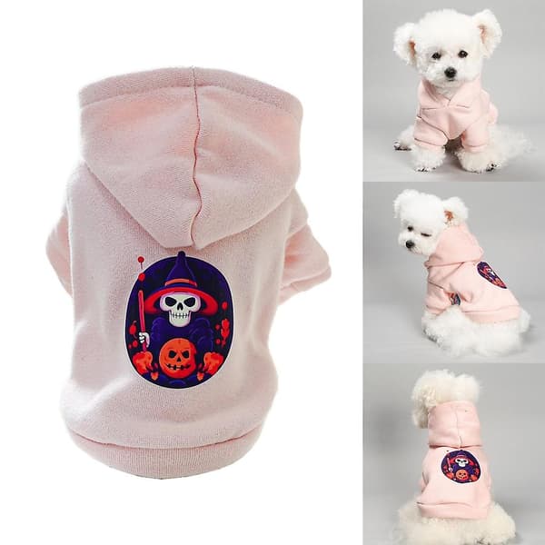 Halloween Dogs Pumpkin Skull Pattern Pullover Søte Hunder Hold Varme Hoodies