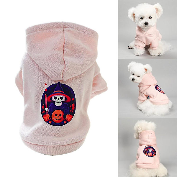 Halloween Hunde Græskar Kranie Mønster Pullover Søde Hunde Hold Varme Hættetrøjer