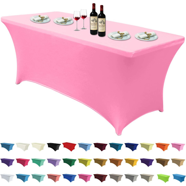 Spandex Bordsdukar Stretch Cover, Rosa, 6 FT