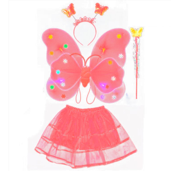 4 stk/sett doble lag jenter led blinkende lys Fairy Butterfly