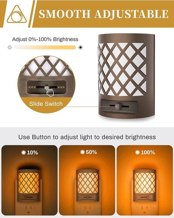 Orange natlampe [2-pak]. LED natlys. Natlys med skumring