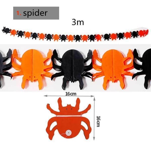 Halloween - Dekorationer - Guirlande - Græskar, spøgelser - 3m MultiColor Nr - 8