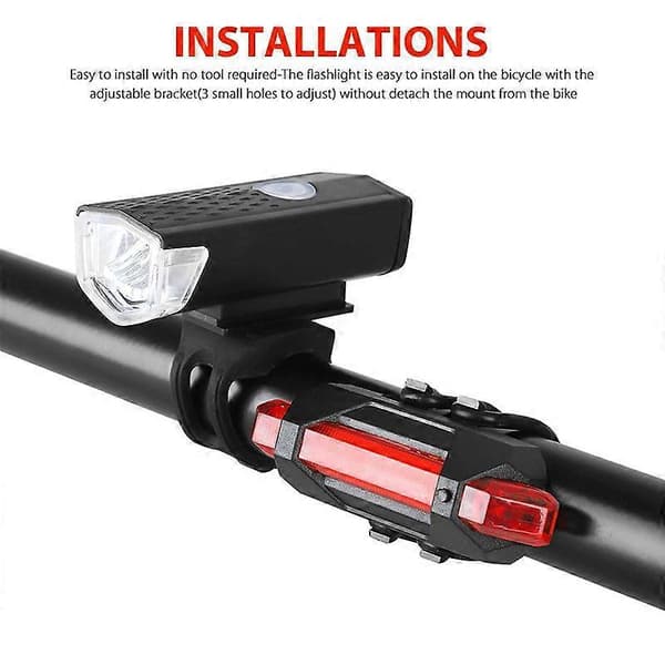 Sykkel LED Frontlys Baklys USB Oppladbart