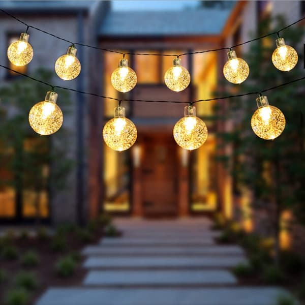 6,35 m 30LED Solcelle Lys String Kugler Indendørs Udendørs Havelampe Festlys Dekoration