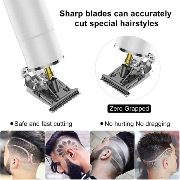 Hårklippare för män, sladdlös uppladdningsbar hårtrimmer i metall Silver