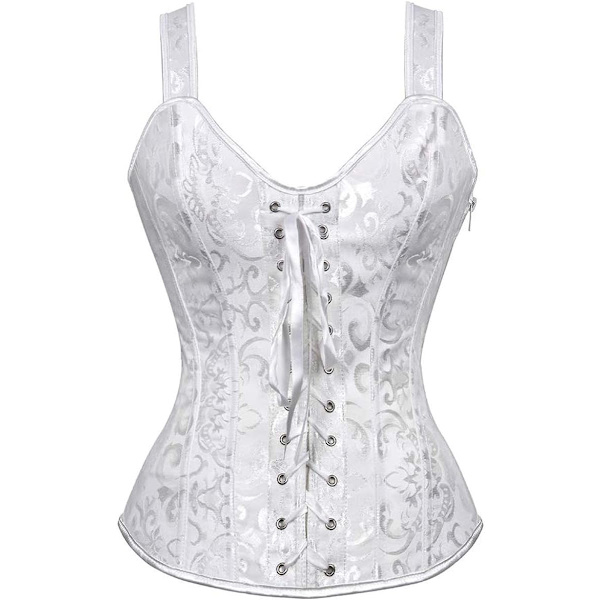 Korsetit naisille Overbust Bustier Top Gothic Sexy Shoulder White-6806 L