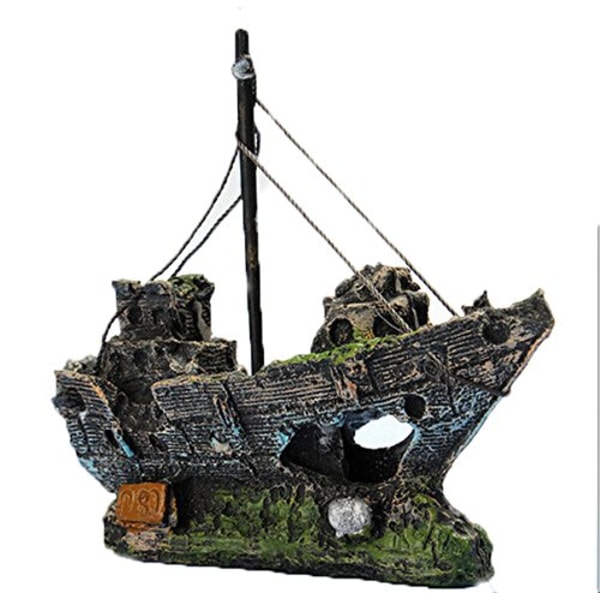 Plast Harpiks Fiskebåd Akvarium Ornament Dekoration Plant