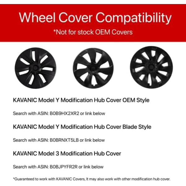 Hjulnavkapslar Cover (4st) för KAVANIC Tesla Model Y Model 3 Modifiering Cover (svart/mattsvart) Red / Matte Black