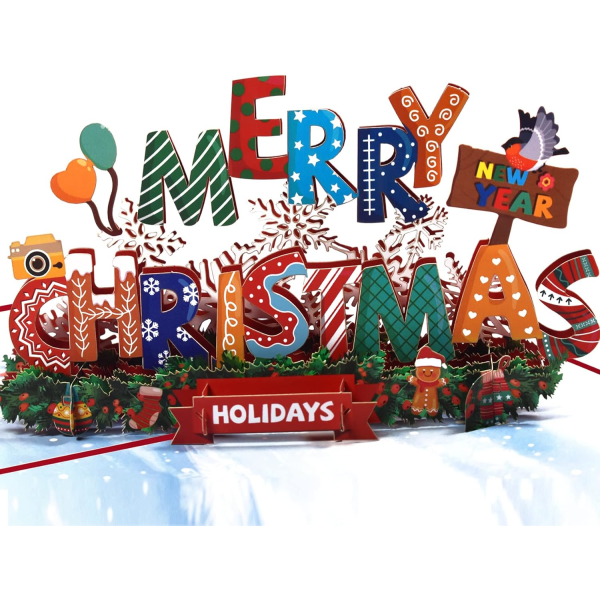 Christmas Pop Up Card - 3D gratulasjonskort bursdagskort, Pop Up C
