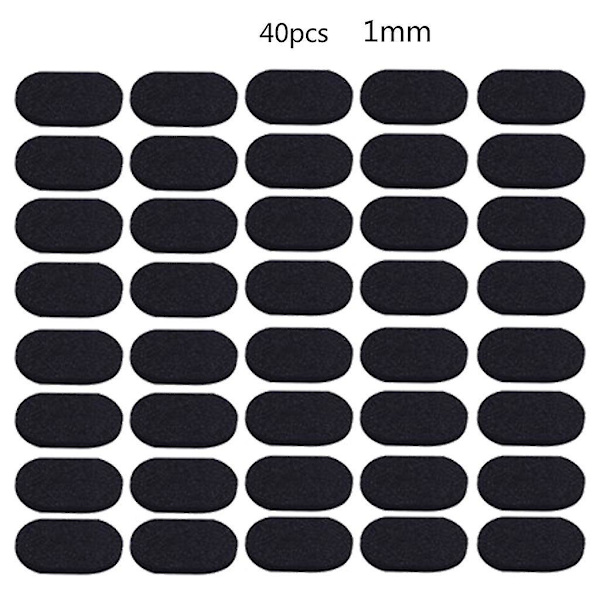 40 delar självhäftande nässkydd för glasögon, solglasögon, läsglasögon Black Oval 1mm